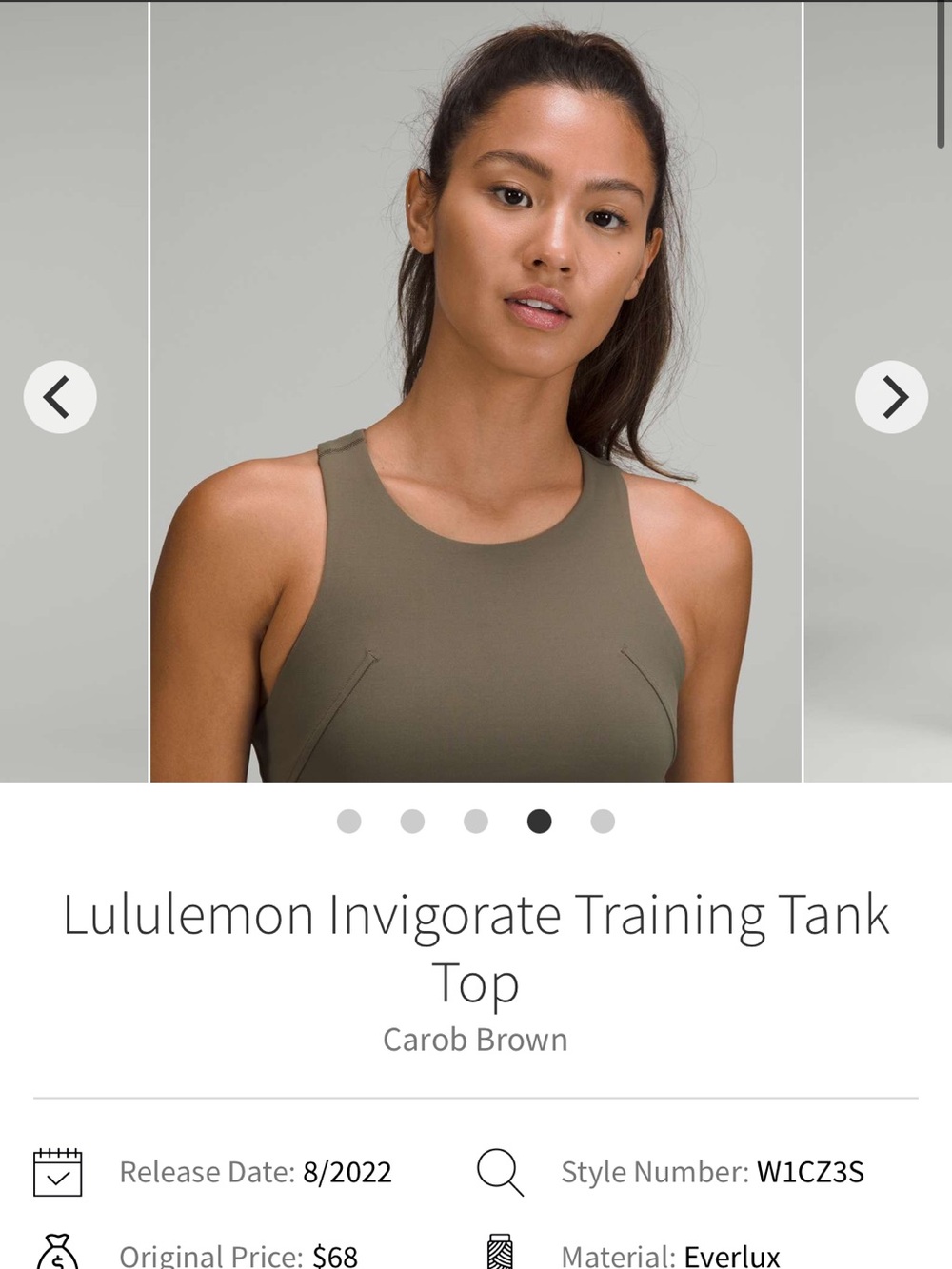 Lululemon Invigorate Training Cropped Workout Running Tank Top Carob Brown Sz 6 - Picture 6 of 9
